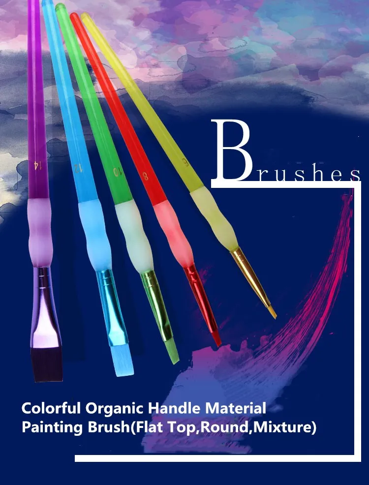 5 шт./компл. органические ручка Материал Silcon резиновый чехол с цветными масляной живописи кисти комплект, принадлежности для живописи