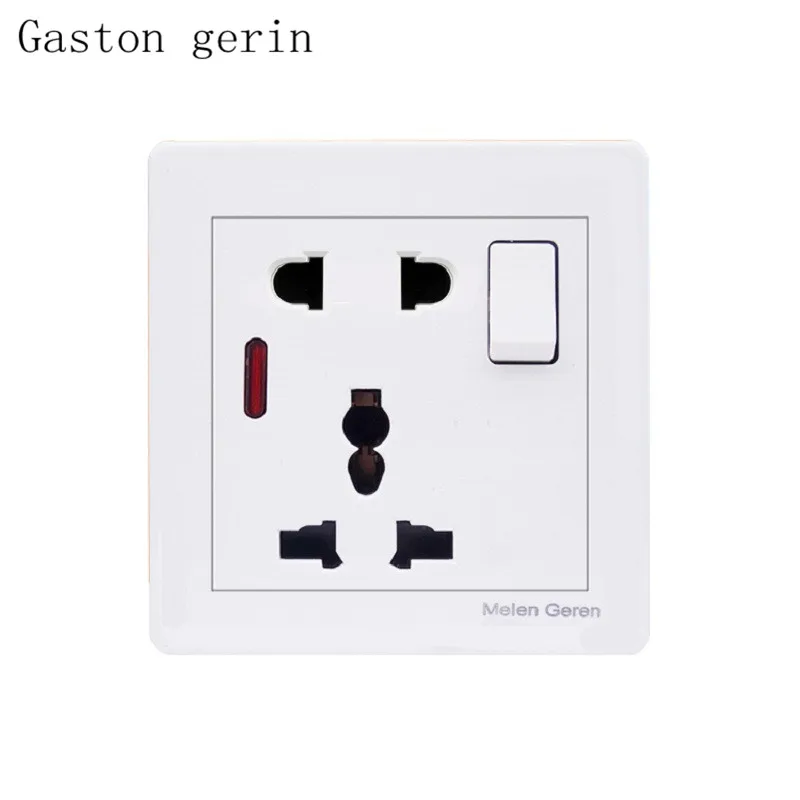 

Multifunction 5 hole Wall Socket With LED Light Switch One Button PC Panel 13A 250V Universal Standard Power Socket Outlet White