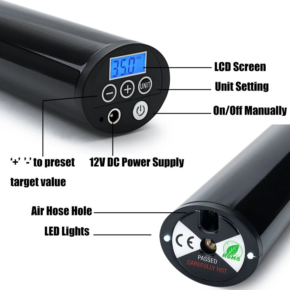 150PSI Mini Air Inflator Portable Air Compressor Hand Held Pump with Digital LCD Rechargeable Li-io