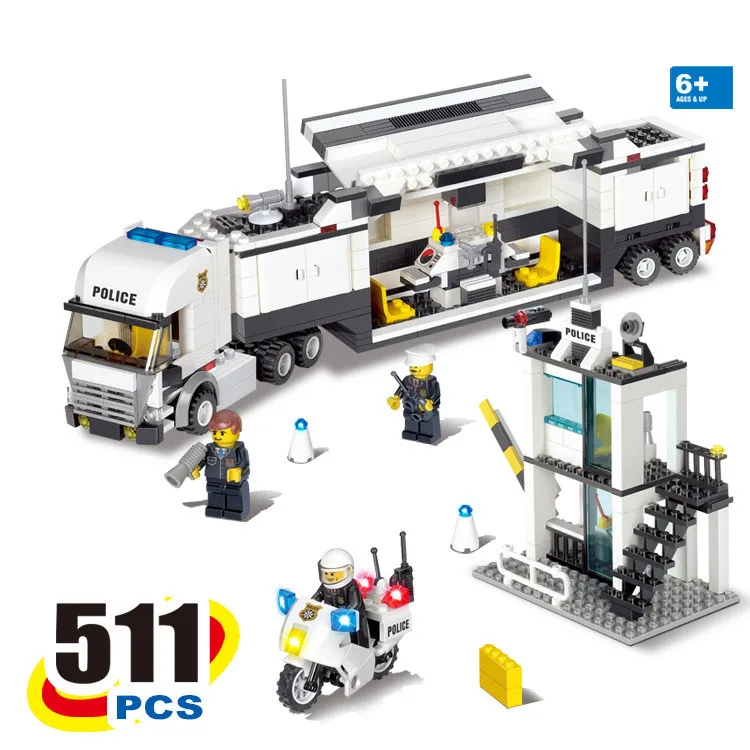 KAZI 2017 nueva 6727 estación de policía camión juegos de bloques de construcción ladrillos de aprendizaje y educación juguetes para niños brinquedos educativos