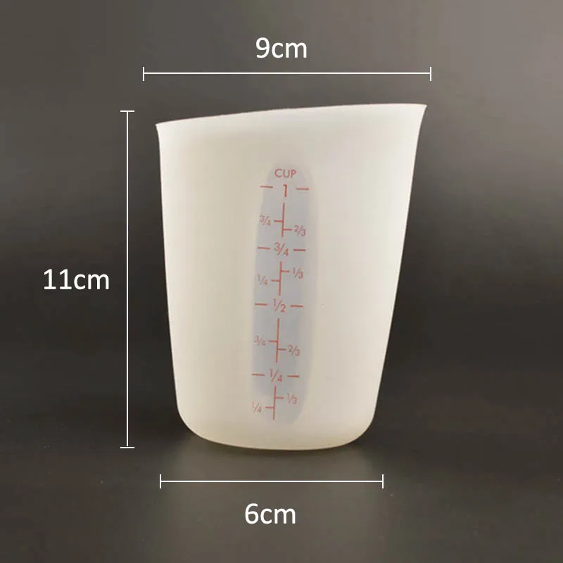 Визуальные аксессуары для приготовления пищи с двойной шкалой 250 мл, мерный стакан, силиконовые Полупроницаемые кухонные измерительные инструменты для еды