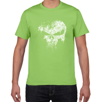 Новинка, повседневные мужские топы, футболка с принтом "Каратель", хлопковая футболка с коротким рукавом и круглым вырезом, Мужская футболка с черепом, Мужская одежда, camiseta - Цвет: green