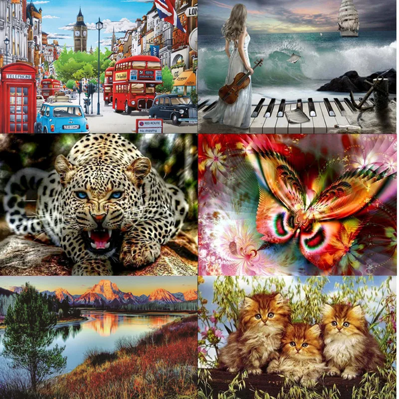 

New 5D DIY Diamond Painting Cross Stitch Animal Scenic Diamond Embroidery Round Drill Kit Rhinestone Pattern Diamond Crafts Gift
