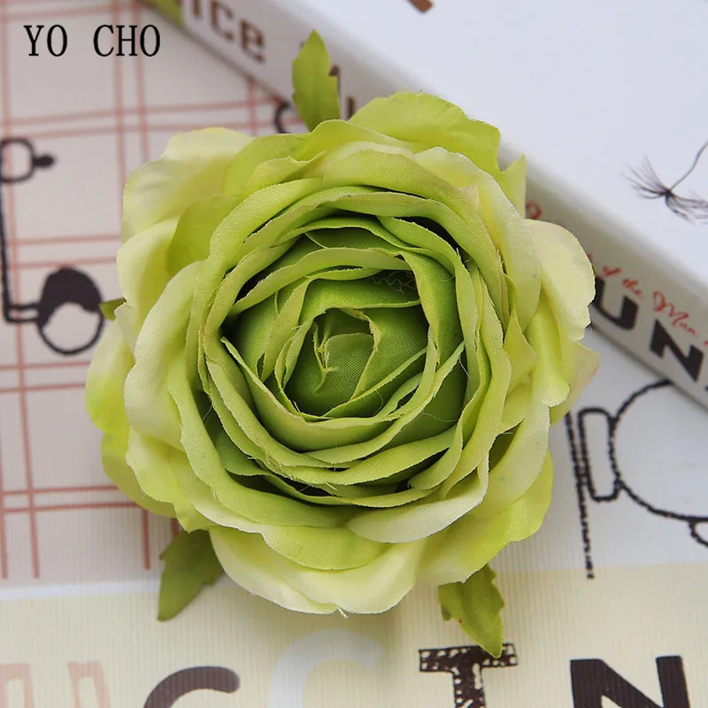 green flower head roses artificial flowers Silk wedding