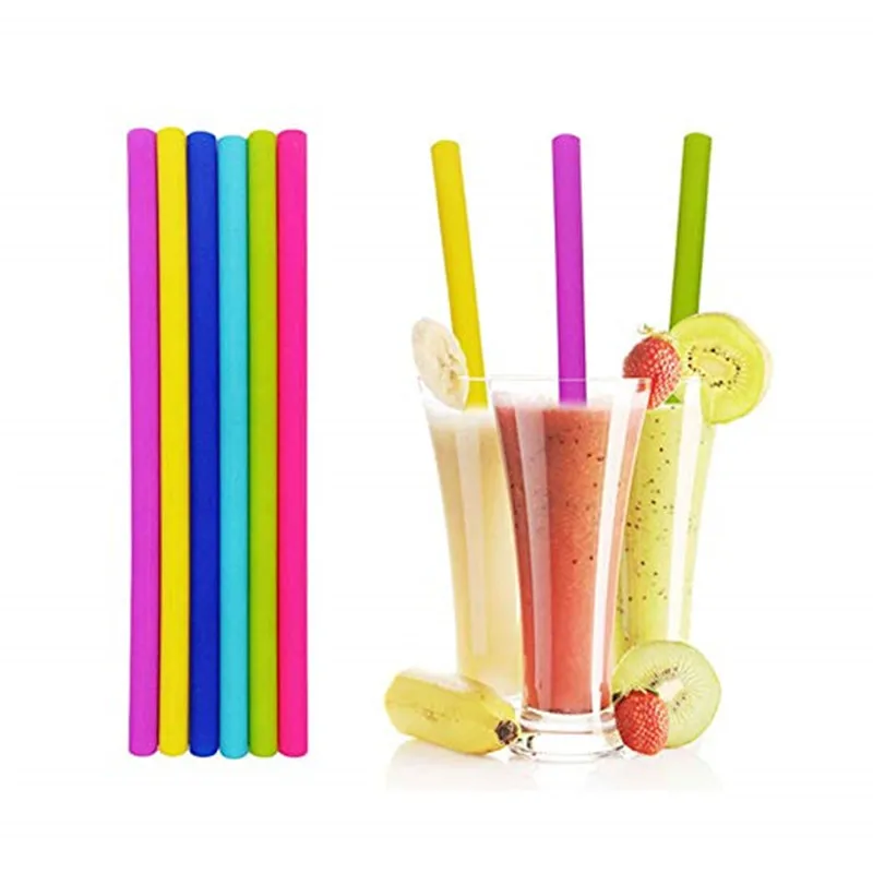 Buy Reusable Silicone Smoothie Straws Extra long