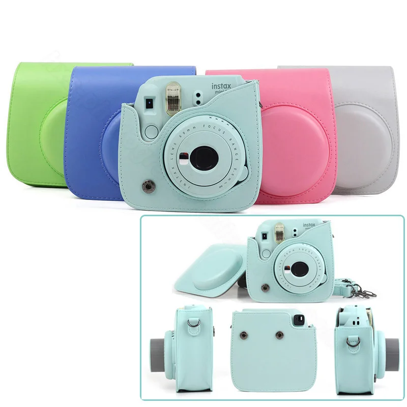 Beste Kwaliteit PU Leather Camera Case voor Fujifilm Instax Mini 9 Mini 8 Instant Film Camera, 5 kleuren Protector Tas met Schouderriem