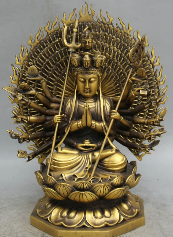 

S5764 14" Tibet Buddhism Copper 1000 Arms Avalokiteshvara of Goddess Guan Yin Statue D0318