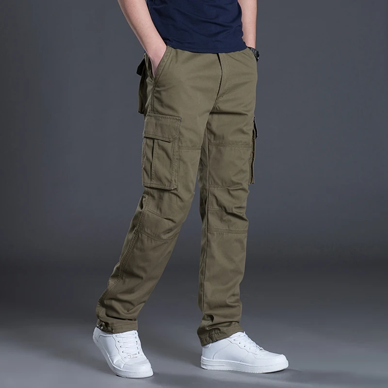 Cargo Pants PERFWEED Men Clothing Cargo Military Army Pants Multi-Pockets Decoration Casual Male Autumn Spring Straight Gray Pants