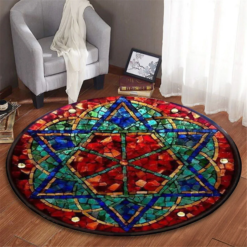 

Bath Mat Creative Notre Dame Glass Window Elements Blanket Round Bathroom Carpet 60cm Bedroom Hallway Door Mats banheiro 29Apr25