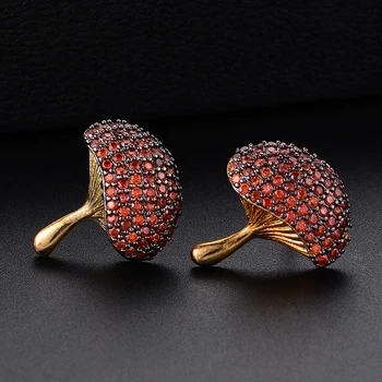 

missvikki 2019 New Trendy Stud Earrings for Women Mushroom shape Full with Charm Cubic Zirconia High Quality Jewelry