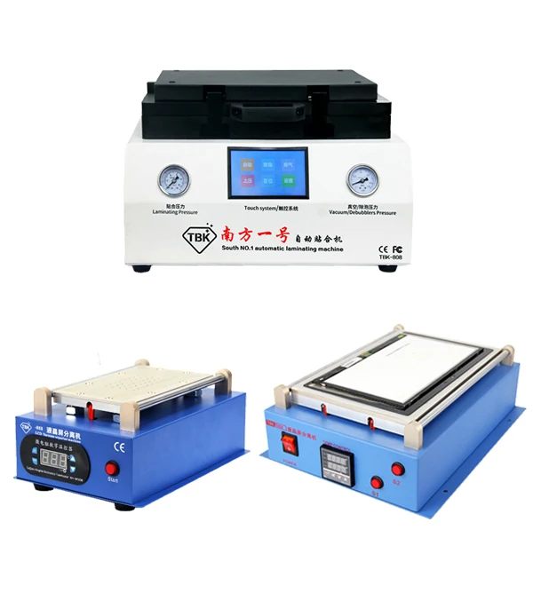 

TBK LCD repair equipment tbk-808 OCA Vacuum Laminator Machine+ 14 inch separtor machine+ 7 inch separtor machine built-in vacuum