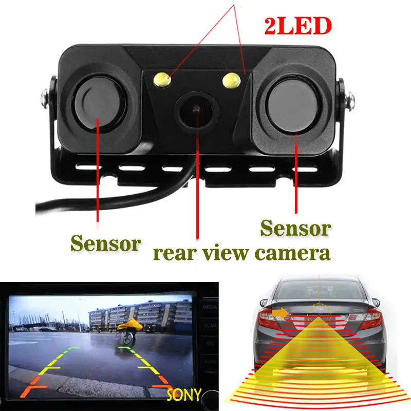 3 in1 Parking Camera Sensors Black Sensors Reversing Radar Car Rearview