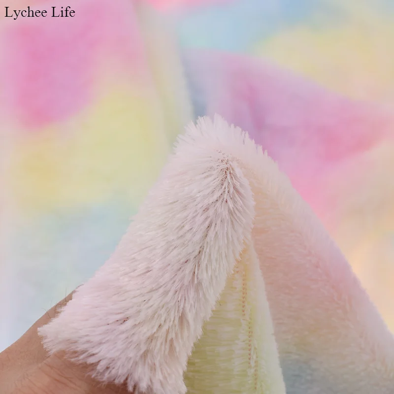 Зимняя плюшевая ткань Lychee Life радужного цвета домашний текстиль сделай сам одежда
