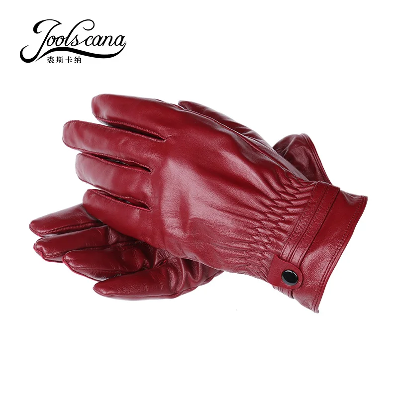 Joolscana зимние перчатки женские кожаные перчатки с сенсорным экраном импортировано из Италии настоящие перчатки из овчины модные теплые 2018new