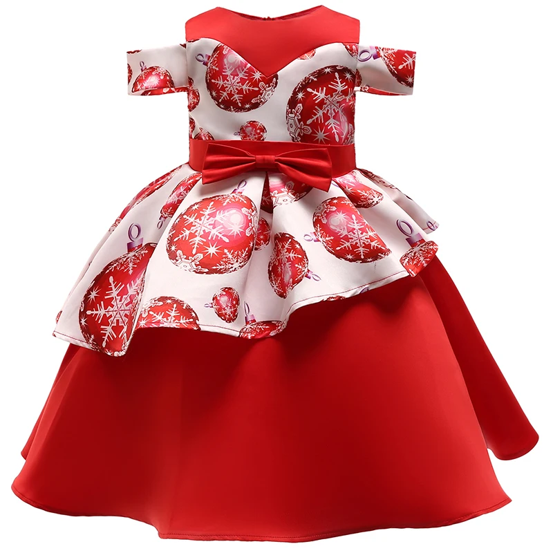 

Girls Flower Christmas Costume Dress Princess Girl's New Year Party Dress Kids Children Vestidos Formal Dress Bow for 2-10 years