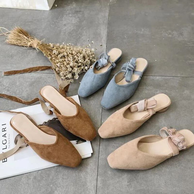 

Ladies Fashion Round Toe Flock Leather Flats Sandals Ankle Strap Cross-tied Candy Color Breathable Non-slip Gladiator Sandals