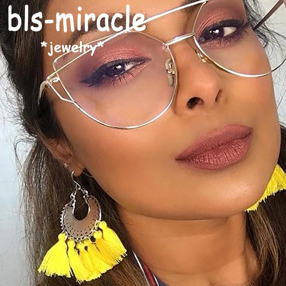 Фото Новые модные ювелирные аксессуары Bls-miracle, Богемские полые разноцветные висячие серьги с кисточками, лучший подарок для любимой девочки E356 №1
