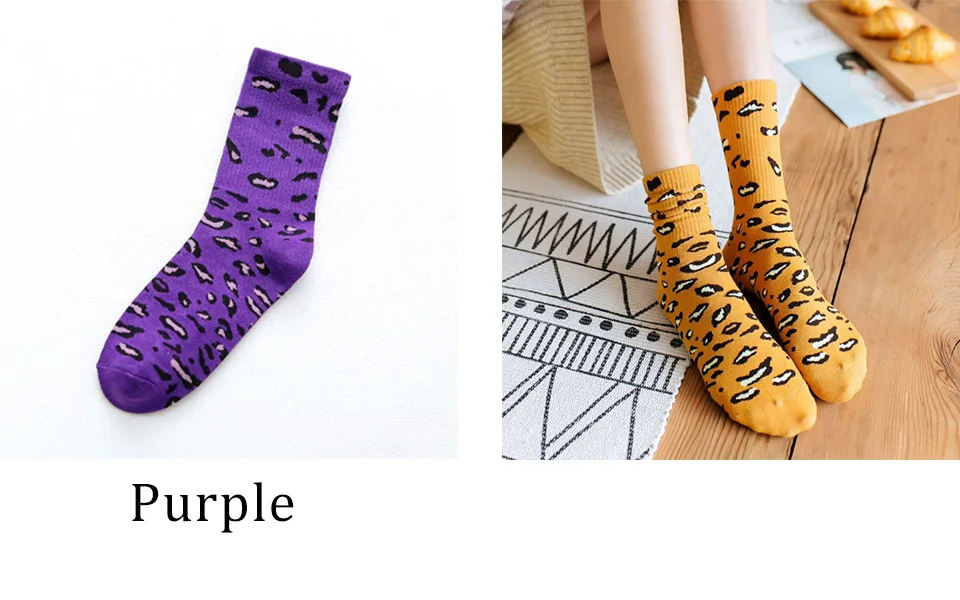 Winter And Autumn Fashion Leopard Ladies Socks Novelty Funny Sock Harajuku Trend Warm Cotton Casual Soft Spot Leopard cottons (7)