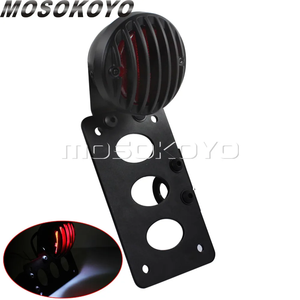 

Motorcycle License Plate Bracket LED Taillight Brake Stop Light w/Number Plates Holder Universal for Harley Chopper Cafe Racer