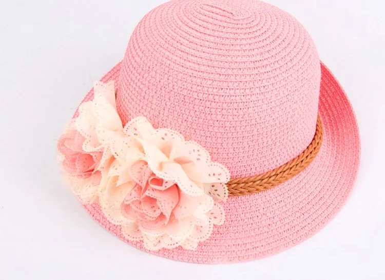 Летняя одежда для девочек детская соломенная шляпа Мода года большой колпачки в цветочном стиле маленькая шляпа защита от ультрафиолета, от Солнца защиты широкополая пляжная шляпа