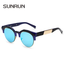 SUNRUN Diseñador de la Marca Mujeres Del Ojo de Gato gafas de Sol de Recubrimiento Gafas de Sol de Moda Gafas de Marco de Metal Gafas De Sol Gafas Feminino 1654