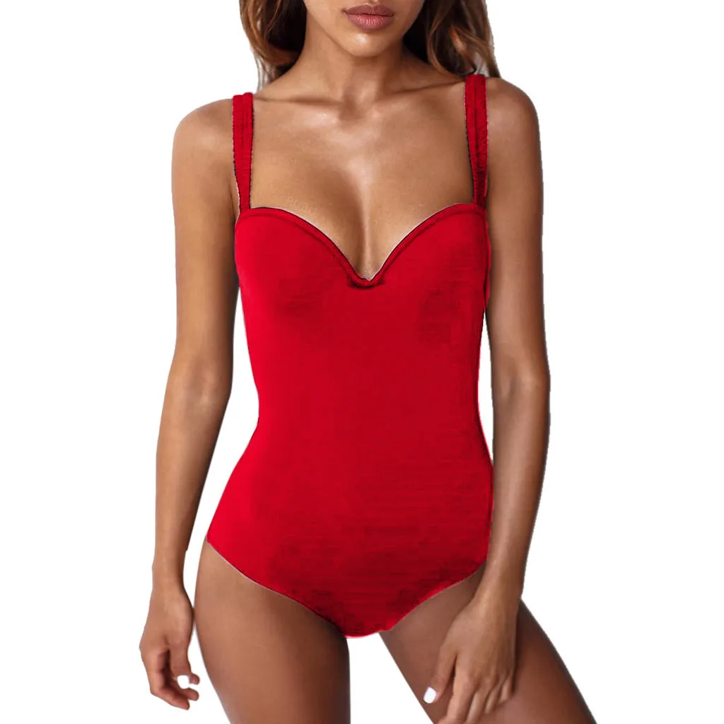

Swimwear Women Sexy Red Swimsuit Trikini High Waist Thin shoulder strap Wrapped Chest Maillot De Bain Femme Bikini 2019