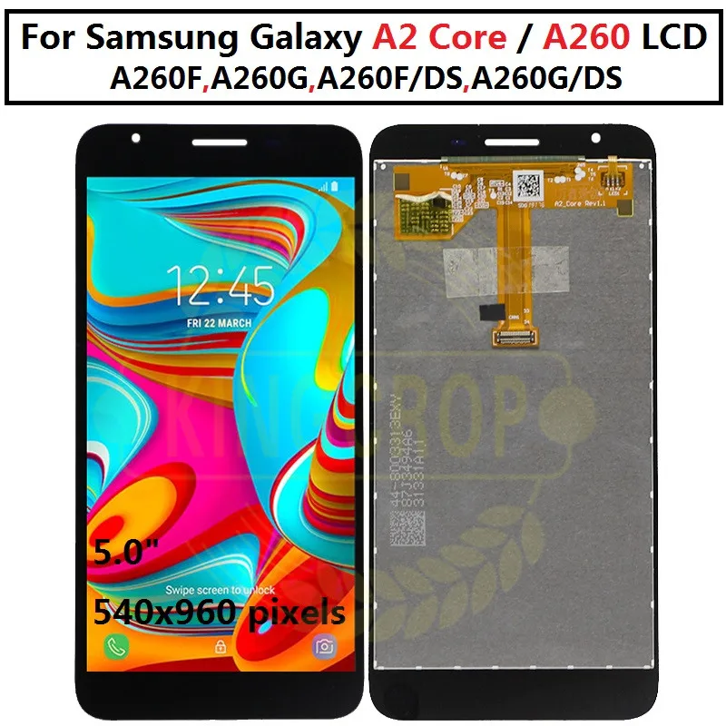 5,0 ''для samsung A2 Core lcd A260 lcd дисплей с кодирующий преобразователь сенсорного экрана в сборе Замена для samsung A260F/DS A260G/DS lcd