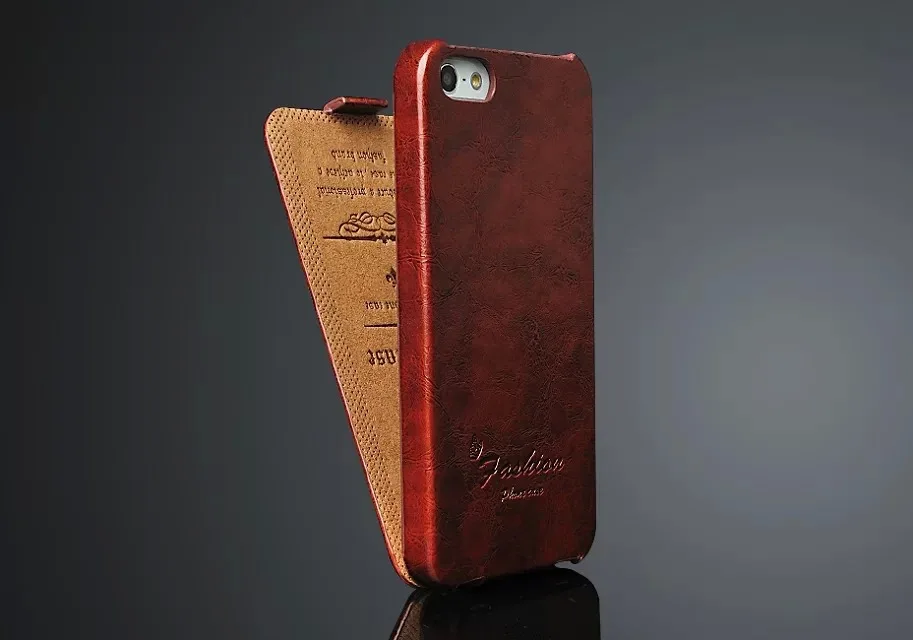 Oil Wax Leather Vertical Flip Cover Case for Apple iPhone