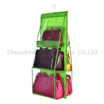 

6 Pocket Hanging Handbag Organizer for Wardrobe Closet Transparent Storage Bag Door Wall Clear Sundry Shoe Bag 10pcs