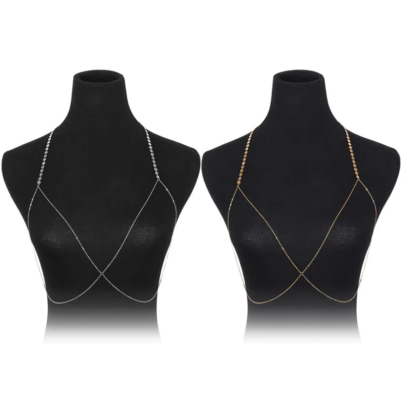 Gold Silver Color Hollow Body Necklace Chain Jewelry For Women Sexy Cage Bra Chain Beach Accessories Beads