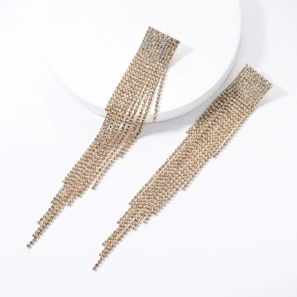 

SHIFEEL New Arrival Occident Fashion Advanced design Catwalk Rhinestone Claw chain Tassels Earrings Long Pendients Women Gift