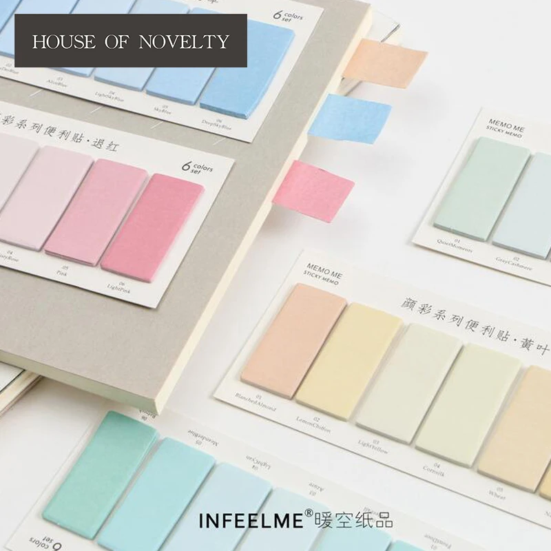 

24 pcs/lot Simple Colorful Self-Adhesive Memo Pad Sticky Notes Bookmark School Office Supply
