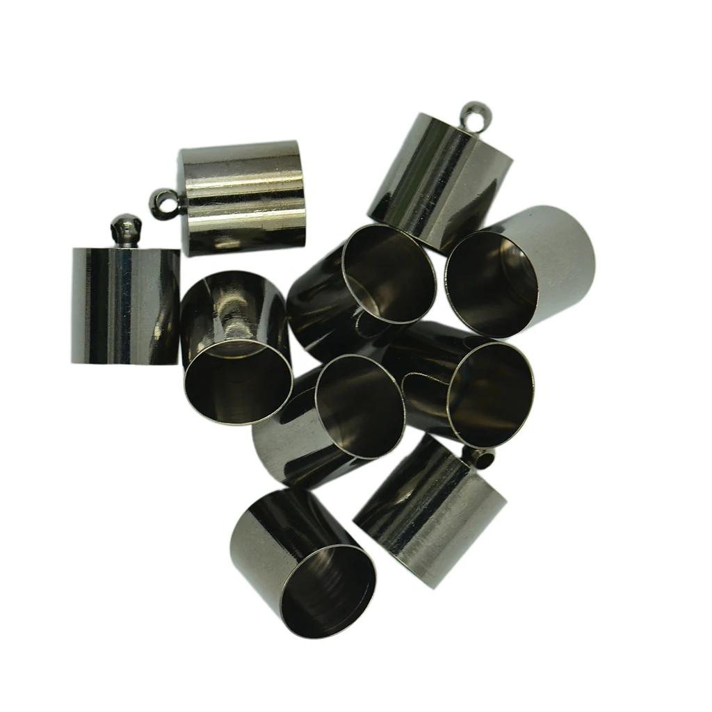 10Pcs 10mm Brass End Cap Kumihimo Rattail Cord DIY Jewelry Making Metalic  Brass End Caps Jewelry Findings Black
