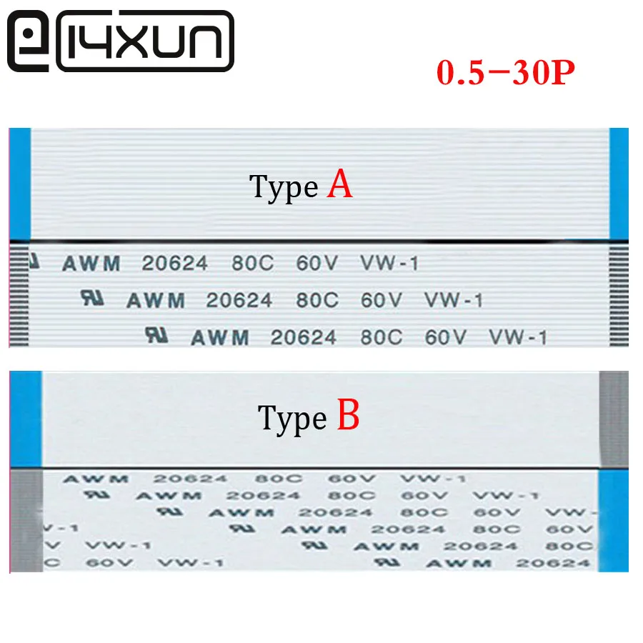 

100pcs/lot FFC FPC Flexible Flat 0.5mm pitch 30 pin 80/100/150/200/250/300mm Length Isotropy A cable, Anisotropy B Cable 20624