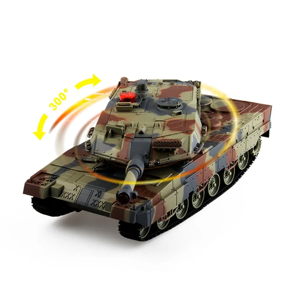 2pcs 1/24 Scale German Leopard A6 Infrared Fighting RC Battle Tank with Sound and Lights wireless RC Tank Toys