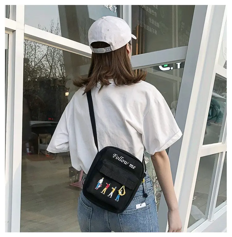 Женская Холщовая Сумка через плечо, корейский стиль женский маленький наплечный мешок, женская сумка для телефона с клапаном