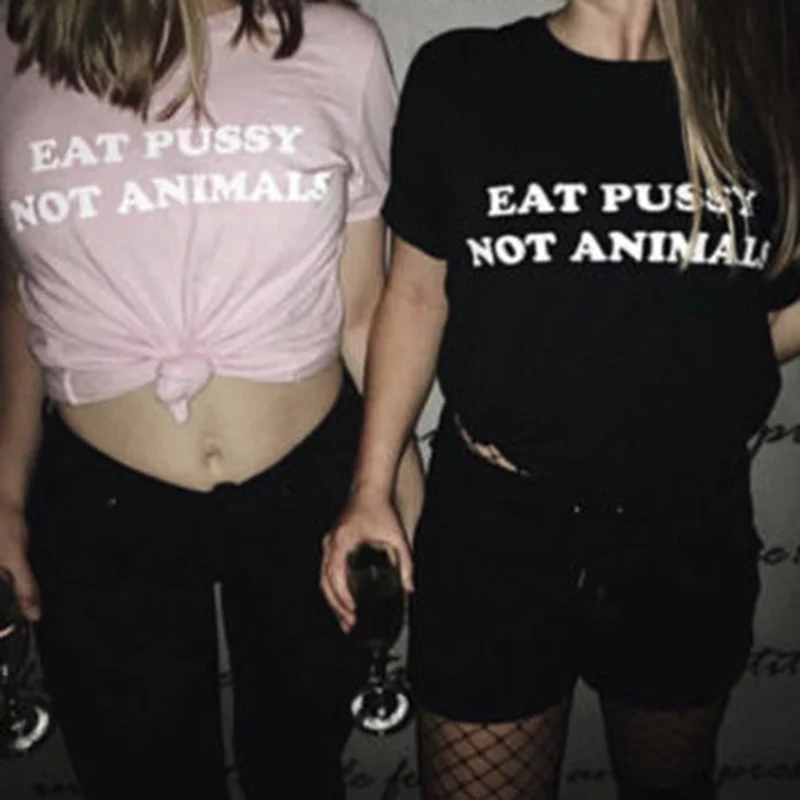 Футболка с принтом &quotEat Pussy Not Animal&quot женская и Мужская смешная футболка женские