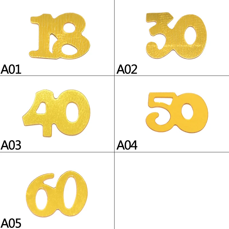15g/bag Gold Digitals 18 30 40 50 60 Confetti for Happy Birthday Party Number Table Confetti Decoration Sprinkle Party Supplies7