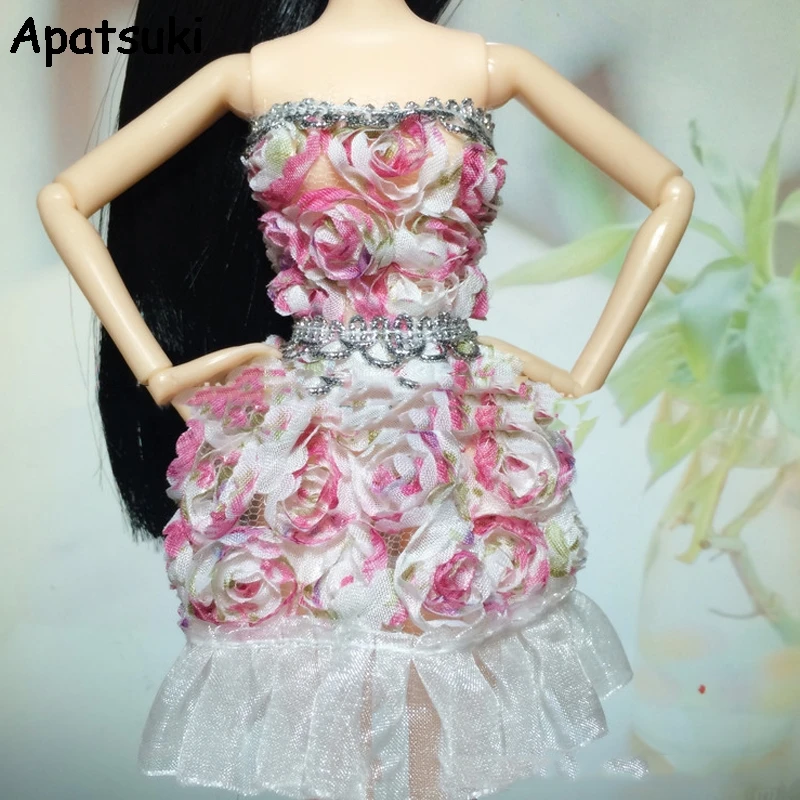 Платье с открытыми плечами и цветами для кукол Барби Vestidos вечерние платья одежда