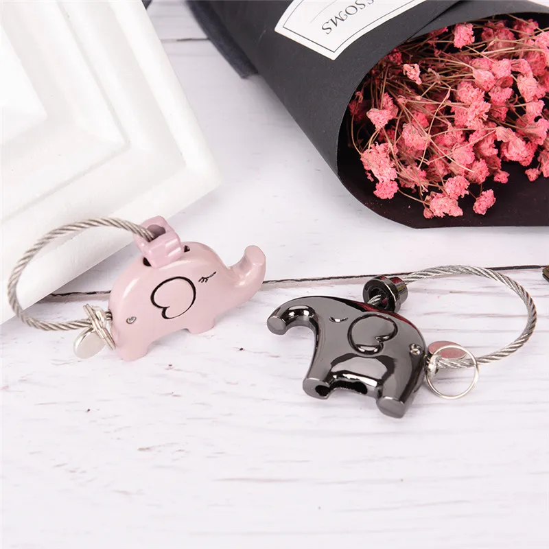 1 PC Metal Keychain Elephant Couple Keychain Cute Key Ring For Women