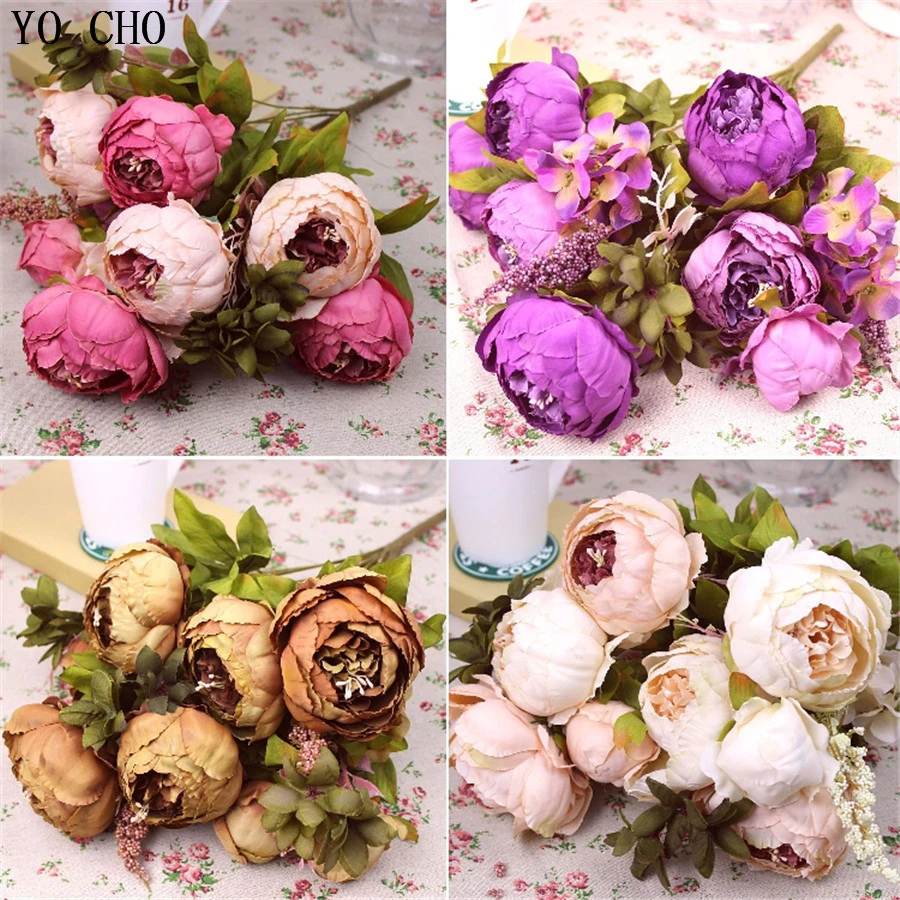 Ramo de peonías artificiales, decoración de boda, peonías artificiales,  flor de seda, Rosa falsa, decoración de fiesta en casa|rose decoration| artificial peonysilk flower bouquet - AliExpress