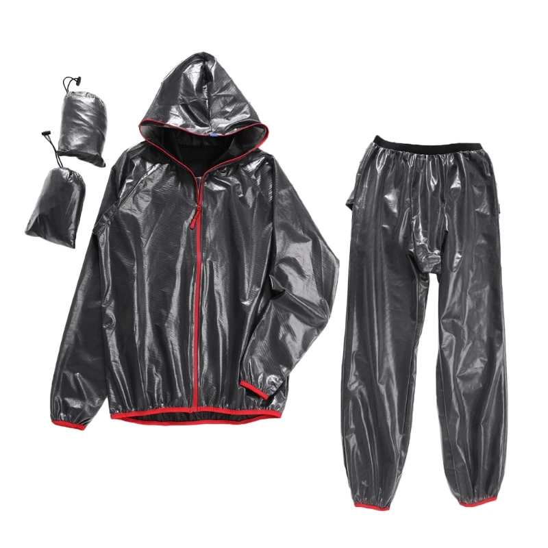 

1 Set Cycling Raincoat Suit Pants Hooded TPU Jacket Waterproof Windproof Unisex