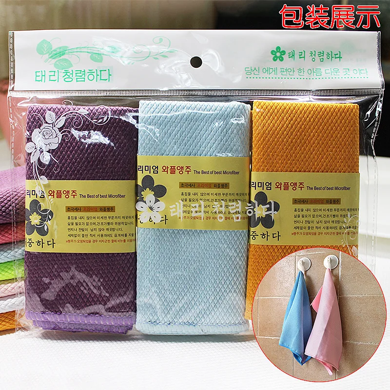 YINUO 2018 3PCS/LOT Household Thickened Fish Scale Cloth Wipe Glass Microfiber Kitchen Cleaning Towel Absorbent Lint | Дом и сад