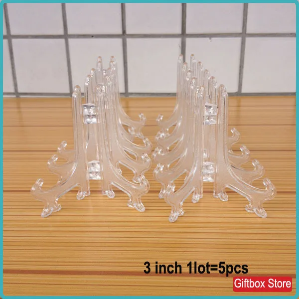 3" H Clear Frosted Mini Plastic Easel Display Stand Place Card Holders