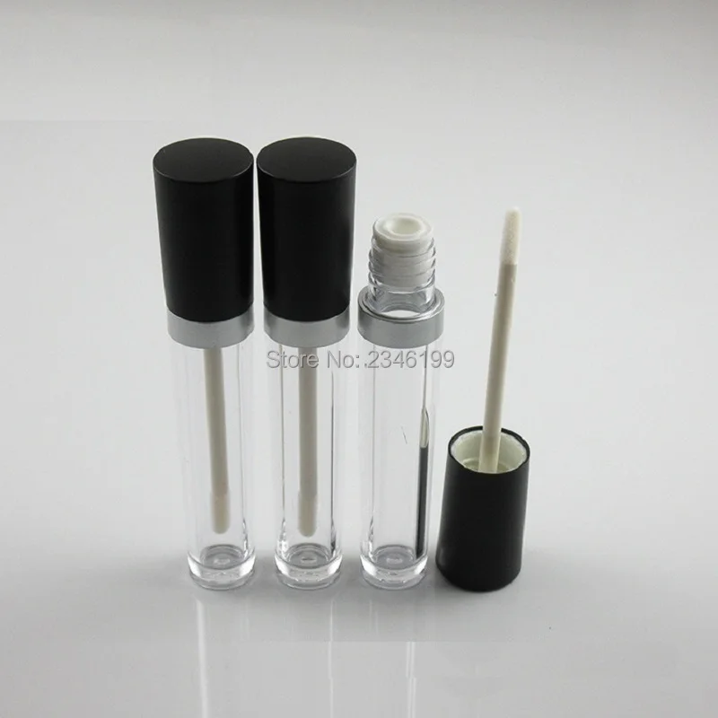 

6ml Round Lip Gloss Tube Clear Packaging Bottle with Black Cap Empty Plastic Lip gloss Container 7.5ml Empty Mascara Tubes 40pcs