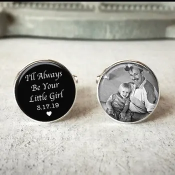

personalized wedding Father of the bride cufflinks cuff links, I'll always be your little girl, wedding keepsake gift For dads