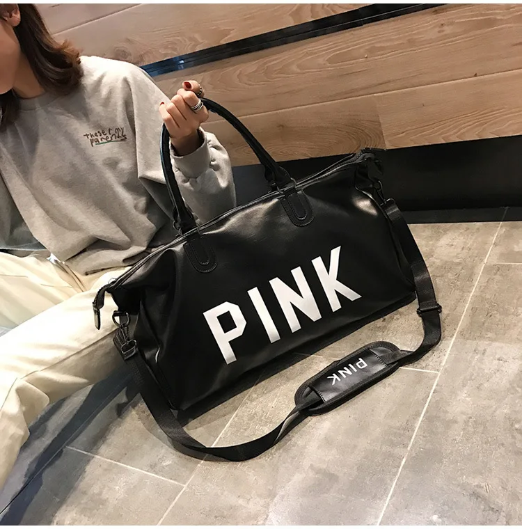 Женская Ретро черная Дорожная сумка многофункциональная розовая сумка на плечо с блестками для женщин Водонепроницаемая портативная спортивная сумка