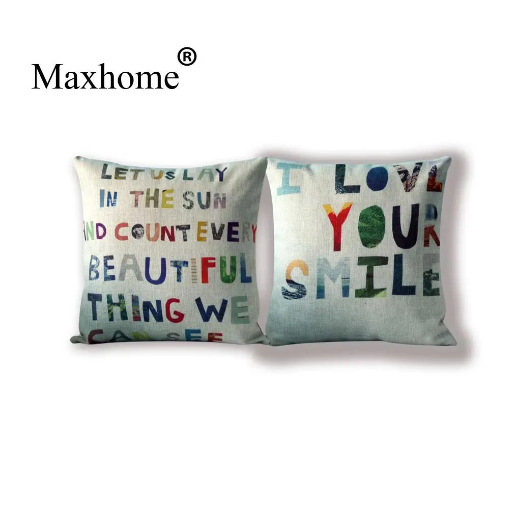 Personalized Alphabet Pillowcase Printing Pillow With Words Cotton