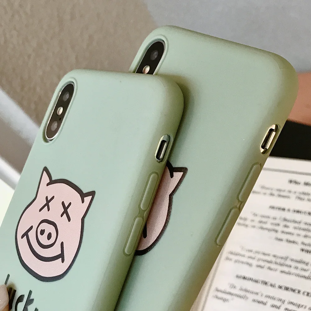 KIPX1075_4_JONSNOW Lucky Pig Pattern Case for iPhone 7 8 6S 6 Plus Soft Silicone Case for iPhone X XR XS Max Cartoon Painted Back Cover Capa Coque Fundas