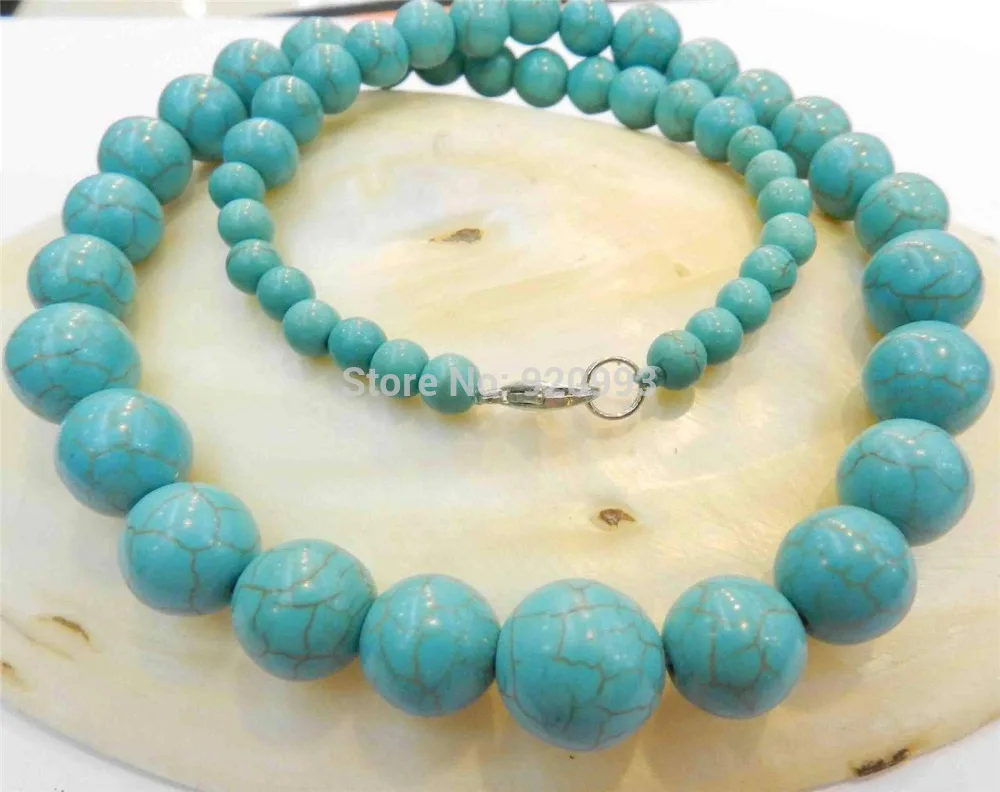 

Wholesale&FREE P&P*6-14mm Blue Turkey Turquoise Gems Round Beads Necklace
